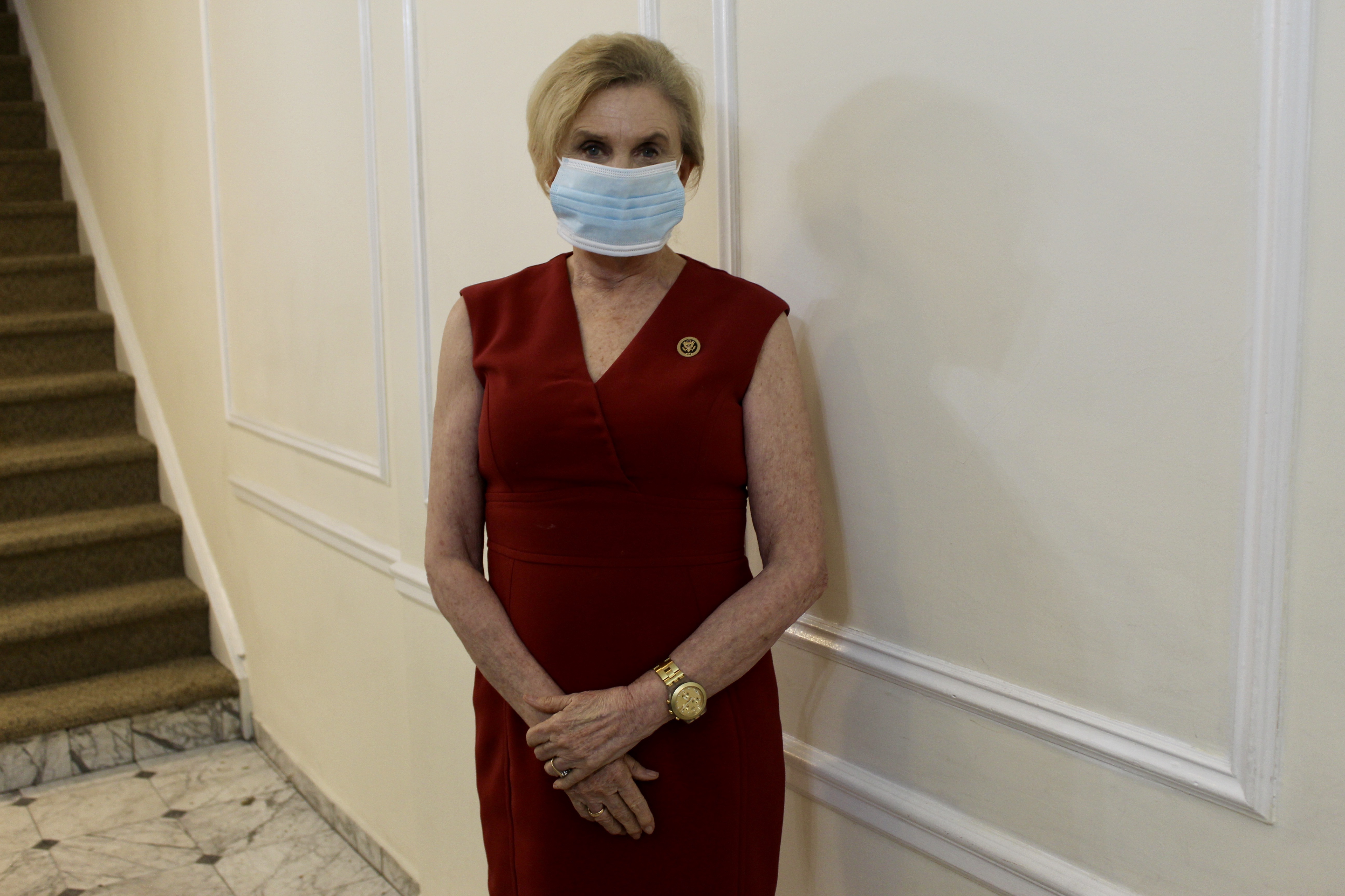 Rep. Carolyn Maloney in her mask.